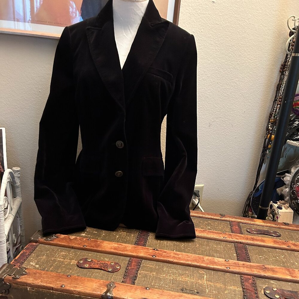 Women's V-neck black velvet jacket